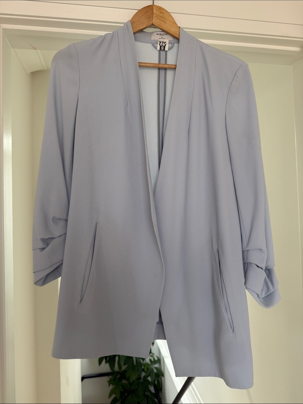 Babaton Light Blue Open-Front Blazer